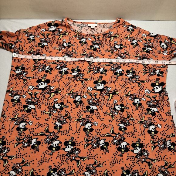 LulaRoe Disney Minnie Orange Graphic Tee XS Women’s Oversized High Low Hem - Picture 4 of 6
